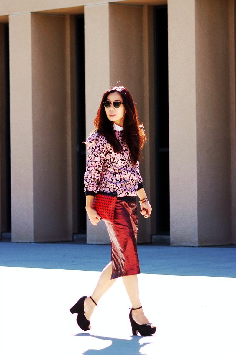 HallieSwanson-MSGM-Floral-Sweatshirt-ASOS-Metallic-Skirt-Celine-Sandals-PS-Clutch_7.jpg