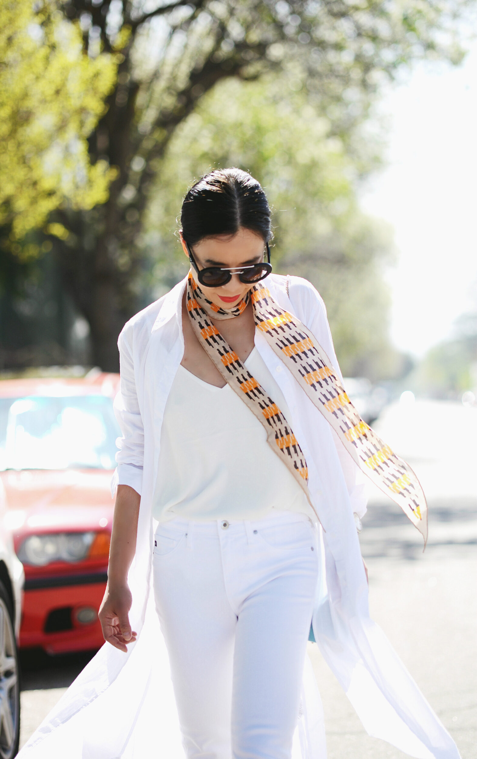 Summer Layers, White Maxi Shirt, White Straight Leg Jeans, Chanel ...  