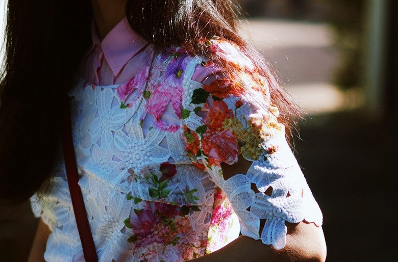 Floral Lace Dress and Prada Shoes_7