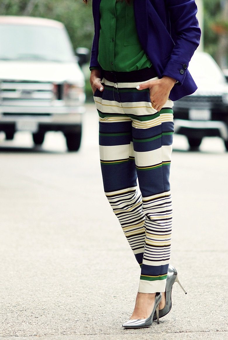 Color Block with Striped Pants