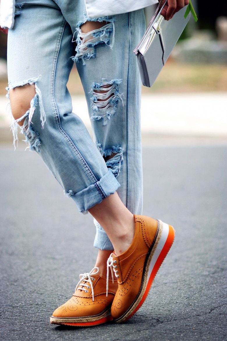 HallieDaily Wedge Sneakers and Distressed Jeans_2