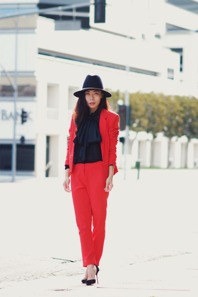 HallieDaily Saint Laurent Inspired Red Suit Look_0