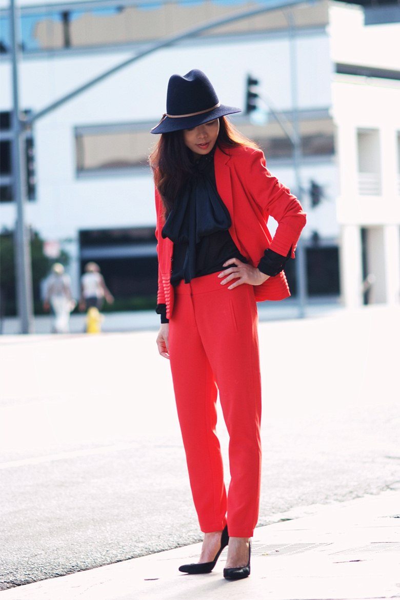 HallieDaily Saint Laurent Inspired Red Suit Look_7