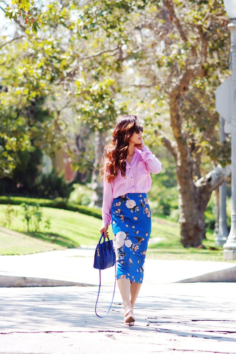 HallieDaily Zara Floral Skirt with Audrey Hepburn _5