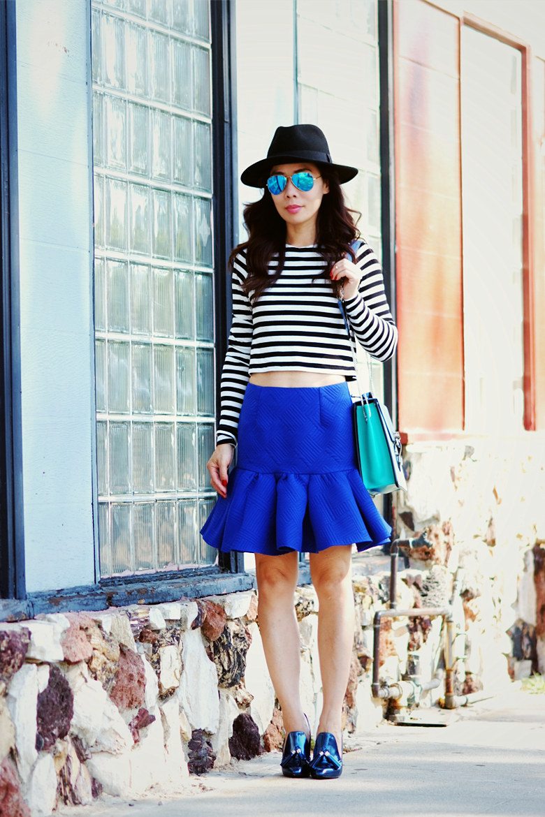 HallieDaily Striped Top Frill Skirt Wang's Shoes_0