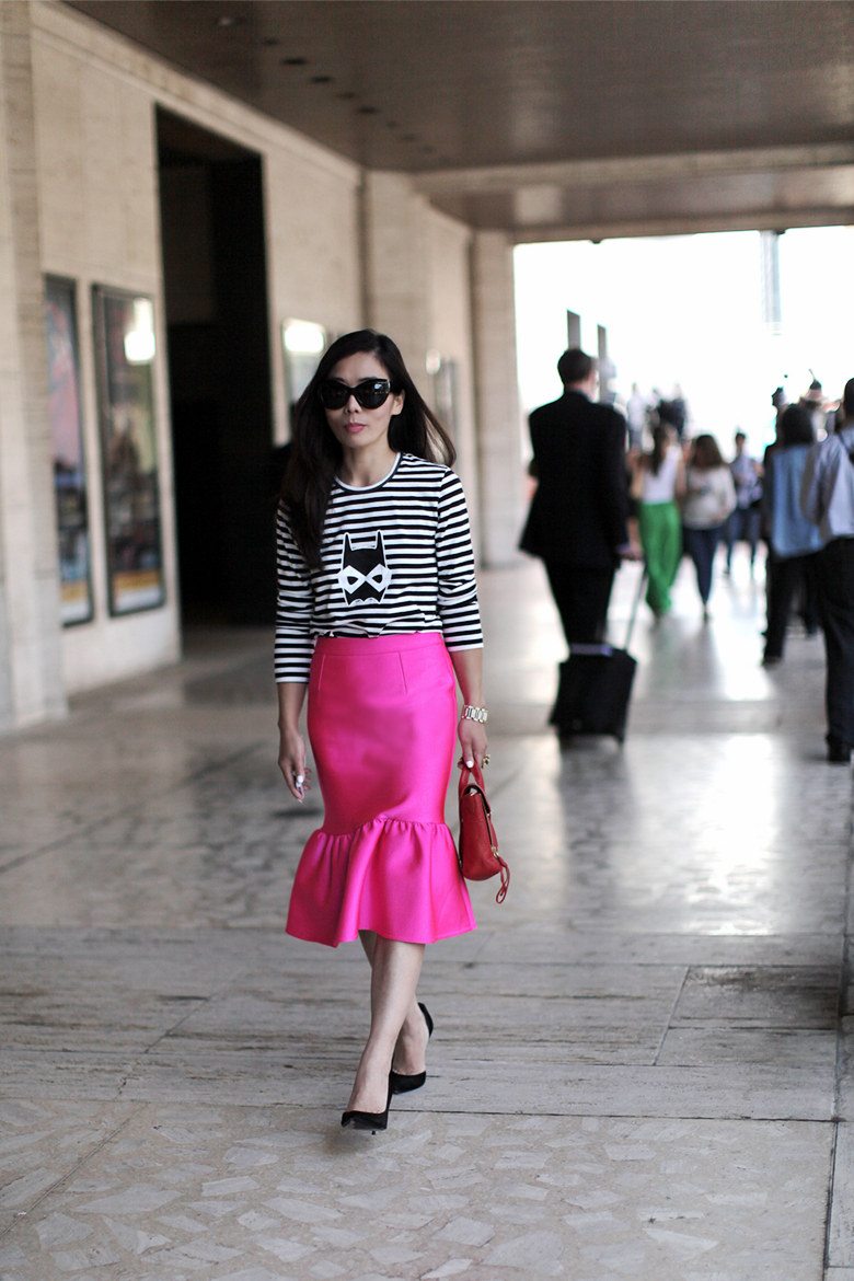 HallieDaily Striped Top and Pink Skirt_3