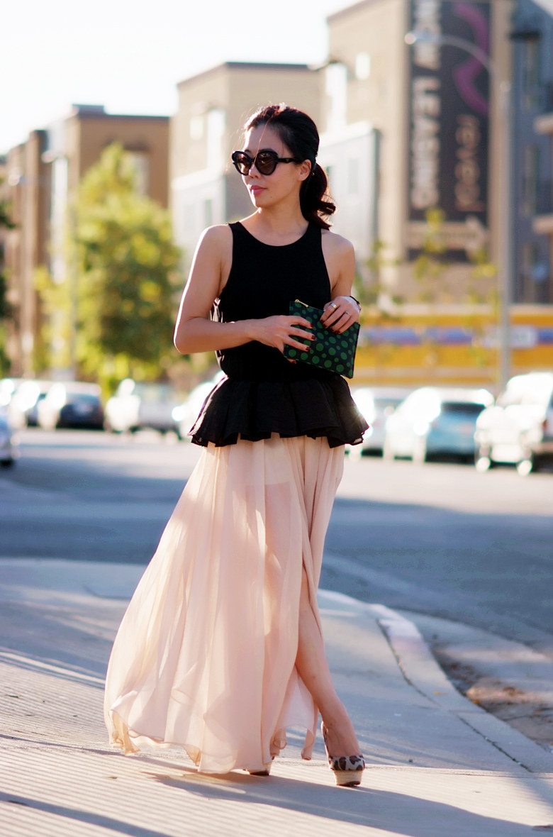 Chocolate and Ice Cream: Peplum Top and Maxi Skirt