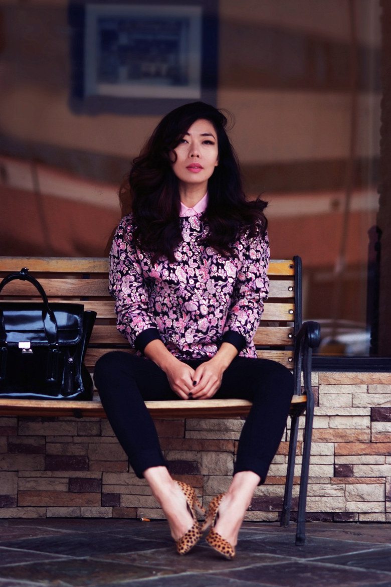 Weekend Break Floral Sweatshirt Leopard Pumps JBrand Jeans