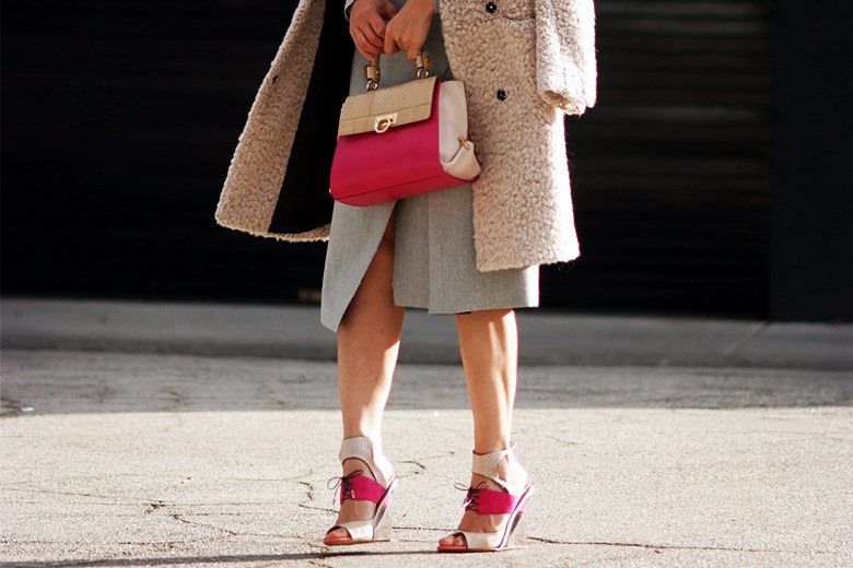 Hallie Swanson Ferragamo Bag and Shoes, HM Coat, Zara Skirt, Gap Top_1