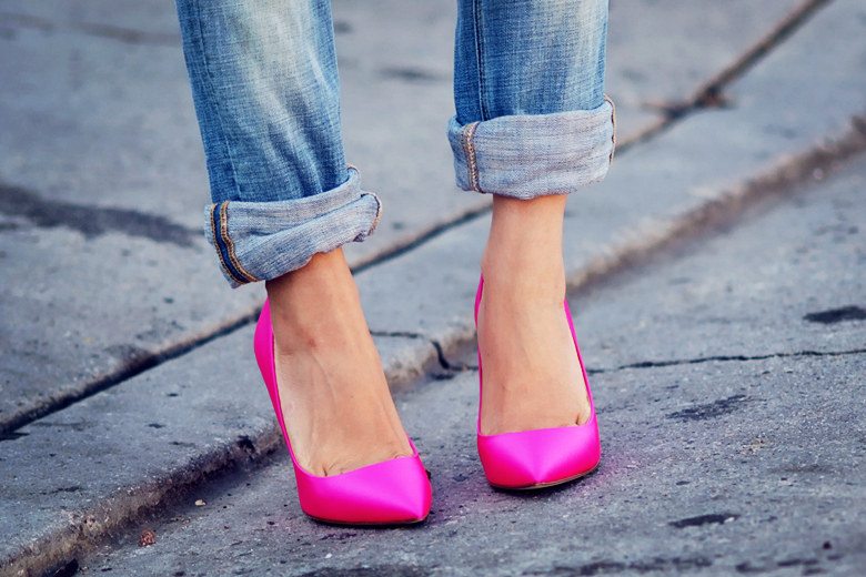 HallieDaily One Teaspoon Denim Jacket, J.crew Jeans and Pink Pumps, H&M Cap, ASOS Patched Denim Shirt_0