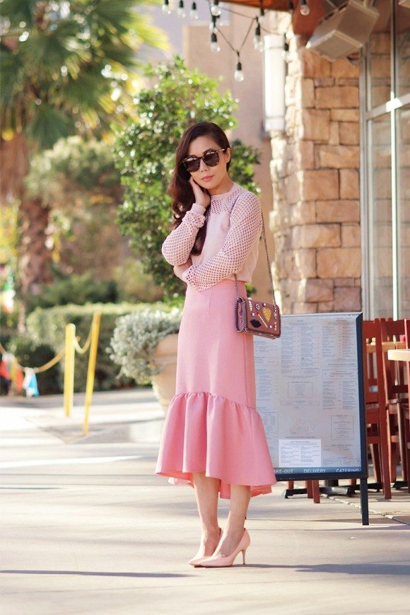 Smokey Pink: Peplum Skirt and Embellishment Clutch