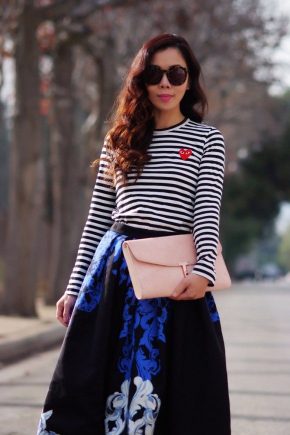 Mix Prints: Stripe Top and Full Skirt