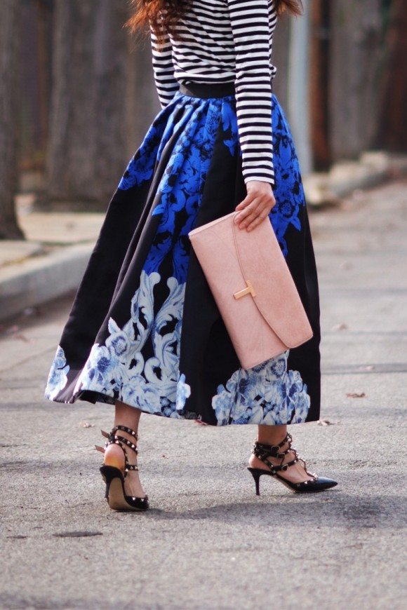 Mix Prints: Stripe Top and Full Skirt