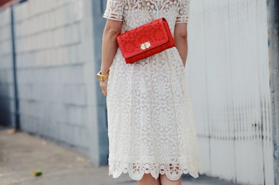 HallieDaily-Valentino Love-Lace Dress-and Wedges Sandals