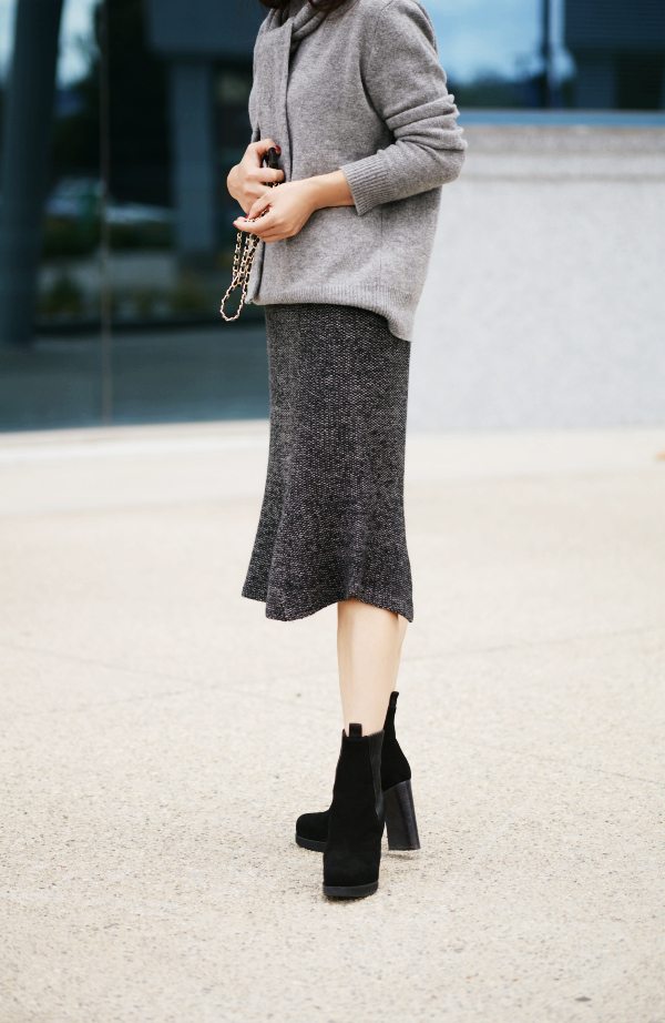 Gray Gray: Wool Sweater & Wool Skirt