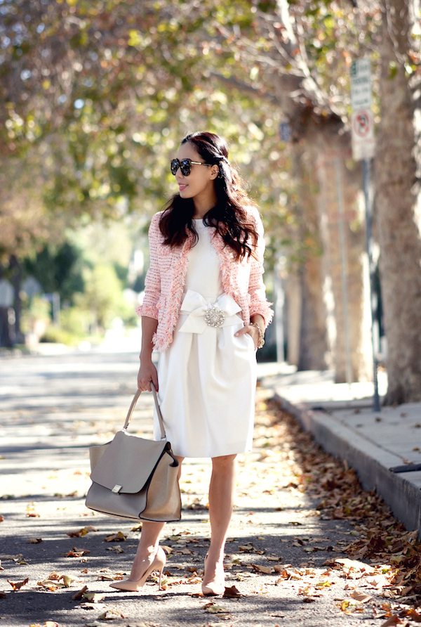 Fall Style: Tweed Jacket and Little White Dress