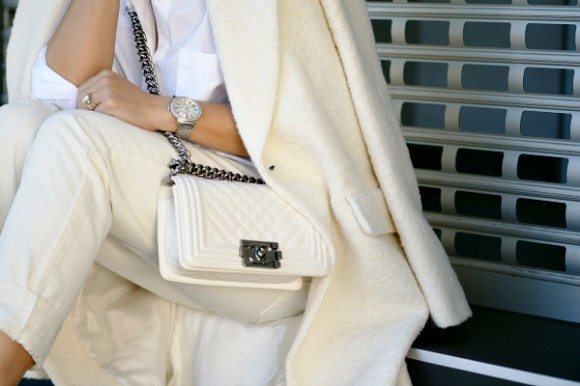 Morning Light: White Coat and Oversized Button-Down
