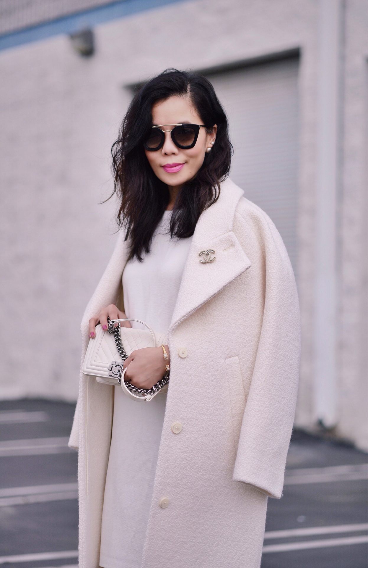 chanel white winter coat