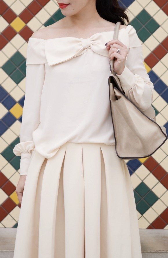 Pleated Skirt And Off Shoulder Top Set main image 1