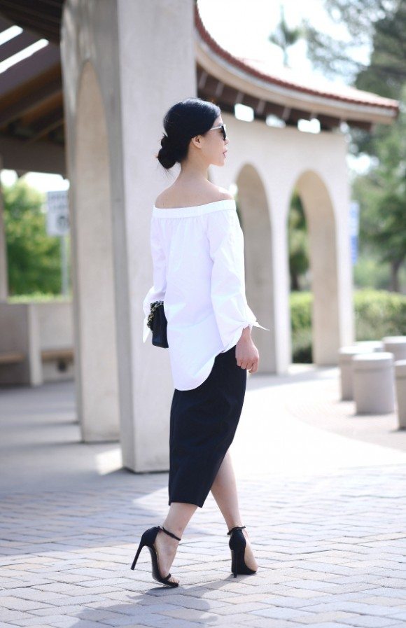 Off-the-Shoulder Top & Crossover Pencil Skirt