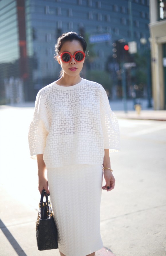 Summer White Out: White Pencil Skirt & Giambattista Valli Sweatshirt
