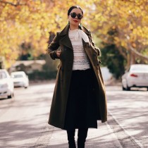 Army Green: Maxi Coat & Knee High Boots