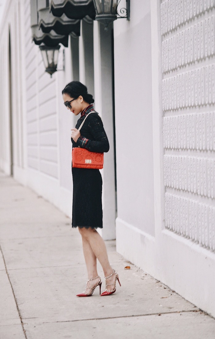 Spring Layers: DVF Black Lace Dress