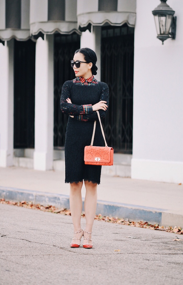 Spring Layers: DVF Black Lace Dress