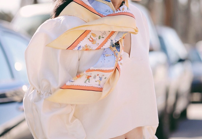 Blue Jeans Babe, AG Jeans, Hermes Scarf, Gianvito Rossi Shoes, via: HallieDaily