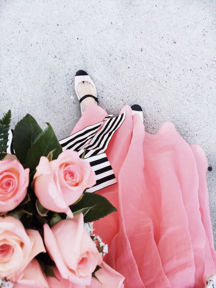 Happy Valentine's Day, Tibi Isa Dress, Vintage Chanel Shoes, Denim Jacket, via: HallieDaily