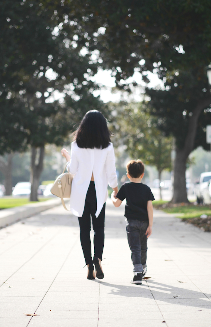 Family, Fun Day, Love, Mom & Son, White Button Down Shirt, Ripped Jeans, Givenchy Bag, Mom's Style, via: HallieDaily