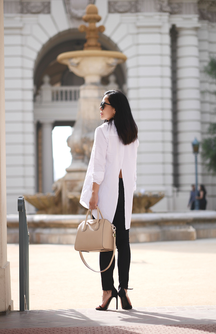 Family, Fun Day, Love, Mom & Son, White Button Down Shirt, Ripped Jeans, Givenchy Bag, Mom's Style, via: HallieDaily