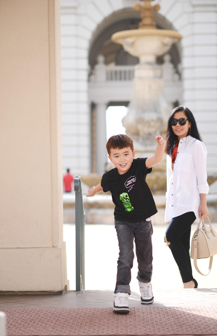 Family, Fun Day, Love, Mom & Son, White Button Down Shirt, Ripped Jeans, Givenchy Bag, Mom's Style, via: HallieDaily