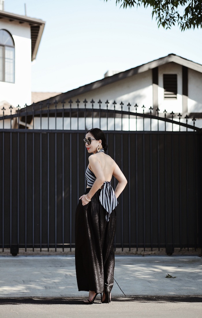 Friday Night Out, Tome Wrap Top, Black Maxi Skirt, Red Lips, via: HallieDaily