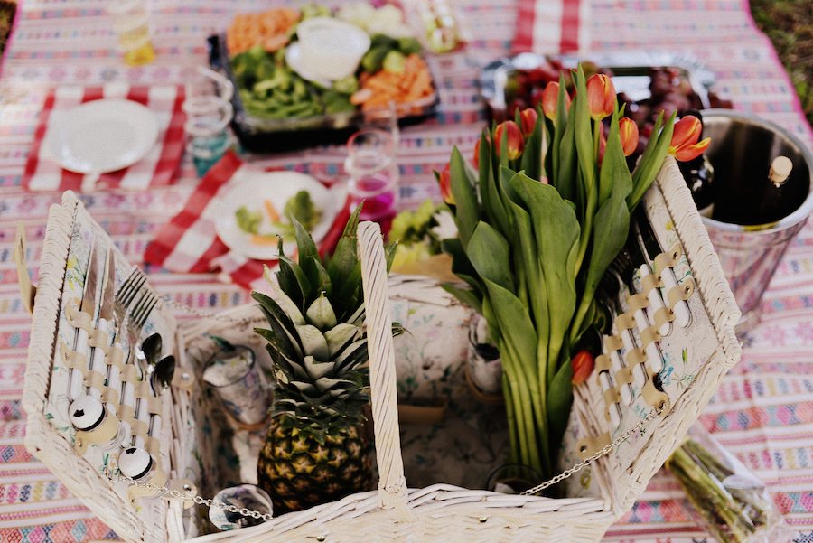 Picnic Style, Beautiful Picnic Set Up, Mom & Son Style, Alexa Chung for M&S, Floral Dress, Denim Espadrilles, via: HallieDaily