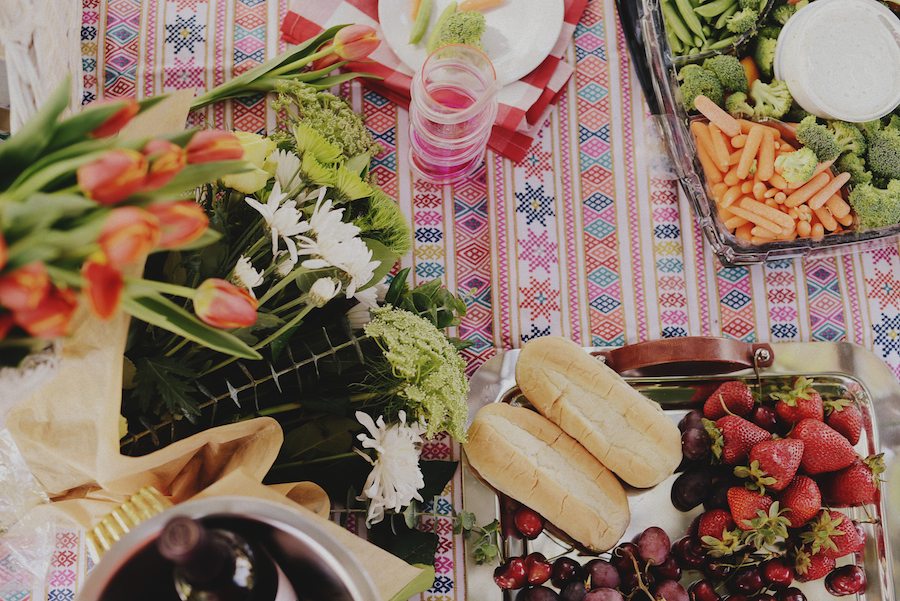 Picnic Style, Beautiful Picnic Set Up, Mom & Son Style, Alexa Chung for M&S, Floral Dress, Denim Espadrilles, via: HallieDaily