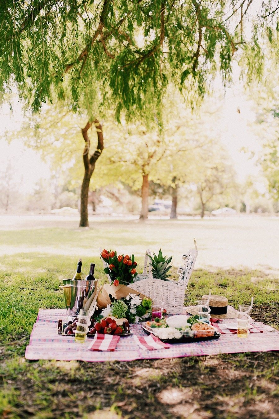 Picnic Style, Beautiful Picnic Set Up, Mom & Son Style, Alexa Chung for M&S, Floral Dress, Denim Espadrilles, via: HallieDaily