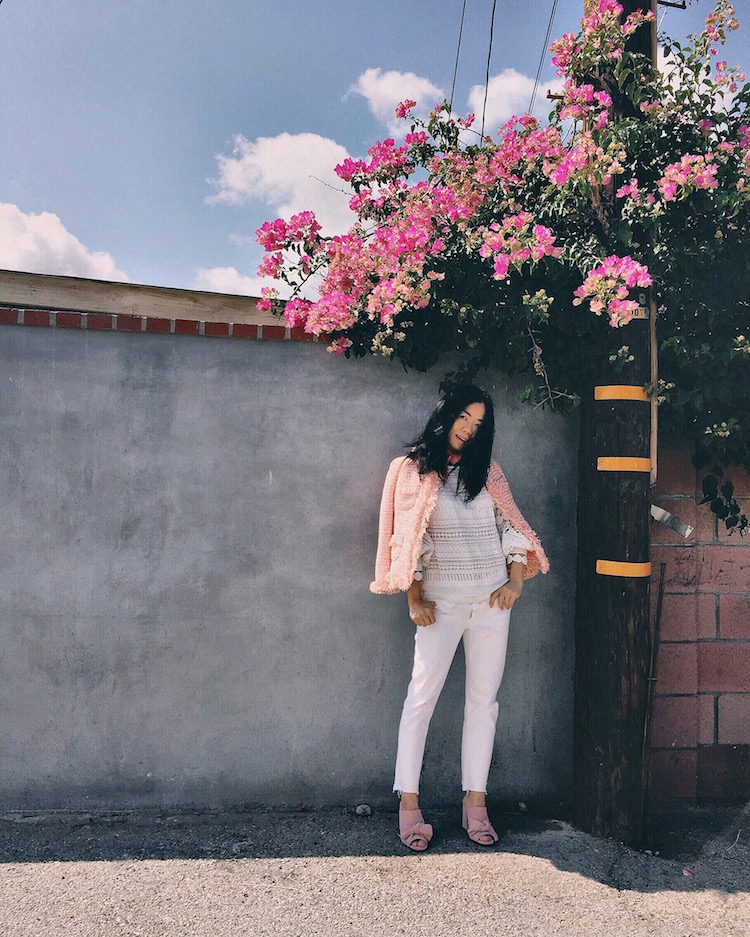 How to Celebrate Mother's Day, Gucci Floral Bag, Tweed Jacket, White Jeans, Zara Bow Mules, Restaurant, Food, Family, Love, via: HallieDaily