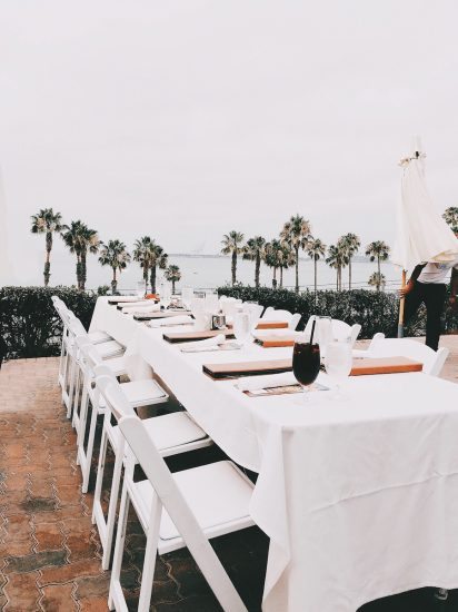 Breakfast with a beach view at: Claire's on the Bluffs