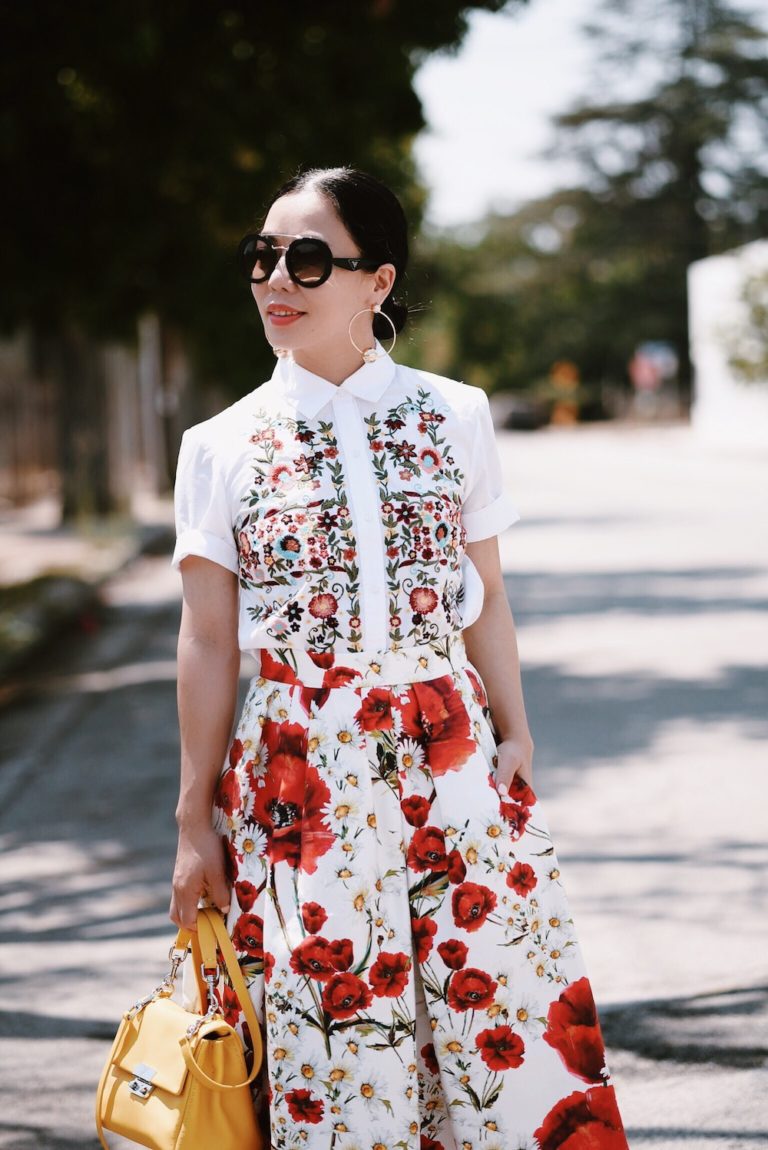 POPLIN SHIRT WITH FLORAL APPLIQUE