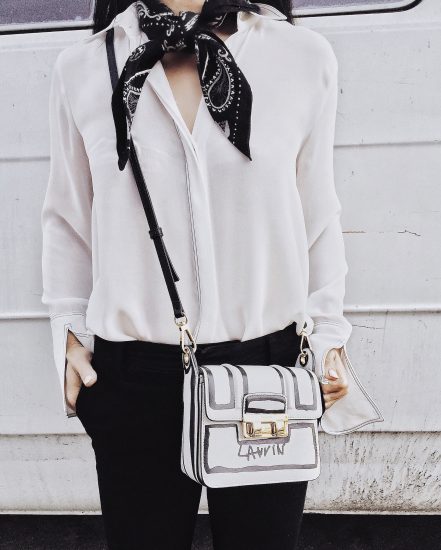 Black and White Style, Cropped Flare Pants, Prada Bow Shoes, Zara Silk Blouse, Lanvin Jiji Bag, Maison Michele Hat, How to Find Your Perfect Cropped Pants, Jeans, Via: HallieDaily