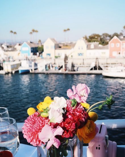 Sunset Cruise, Red Plaid Top, Midi Skirt, Straw Boater Hat, via: HallieDaily