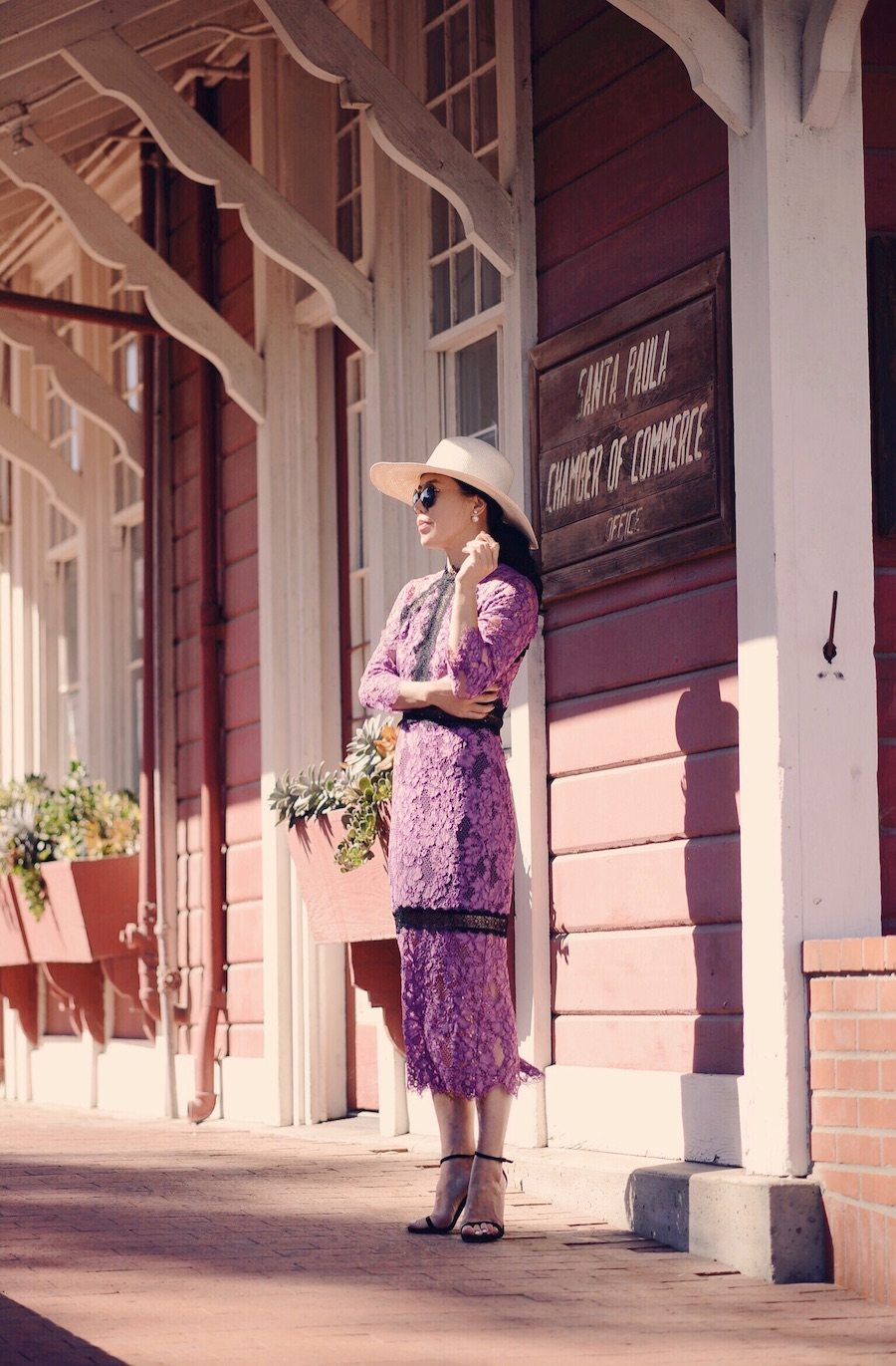 Purple Lace Dress, Weekend Getaway, Family, via: HallieDaily