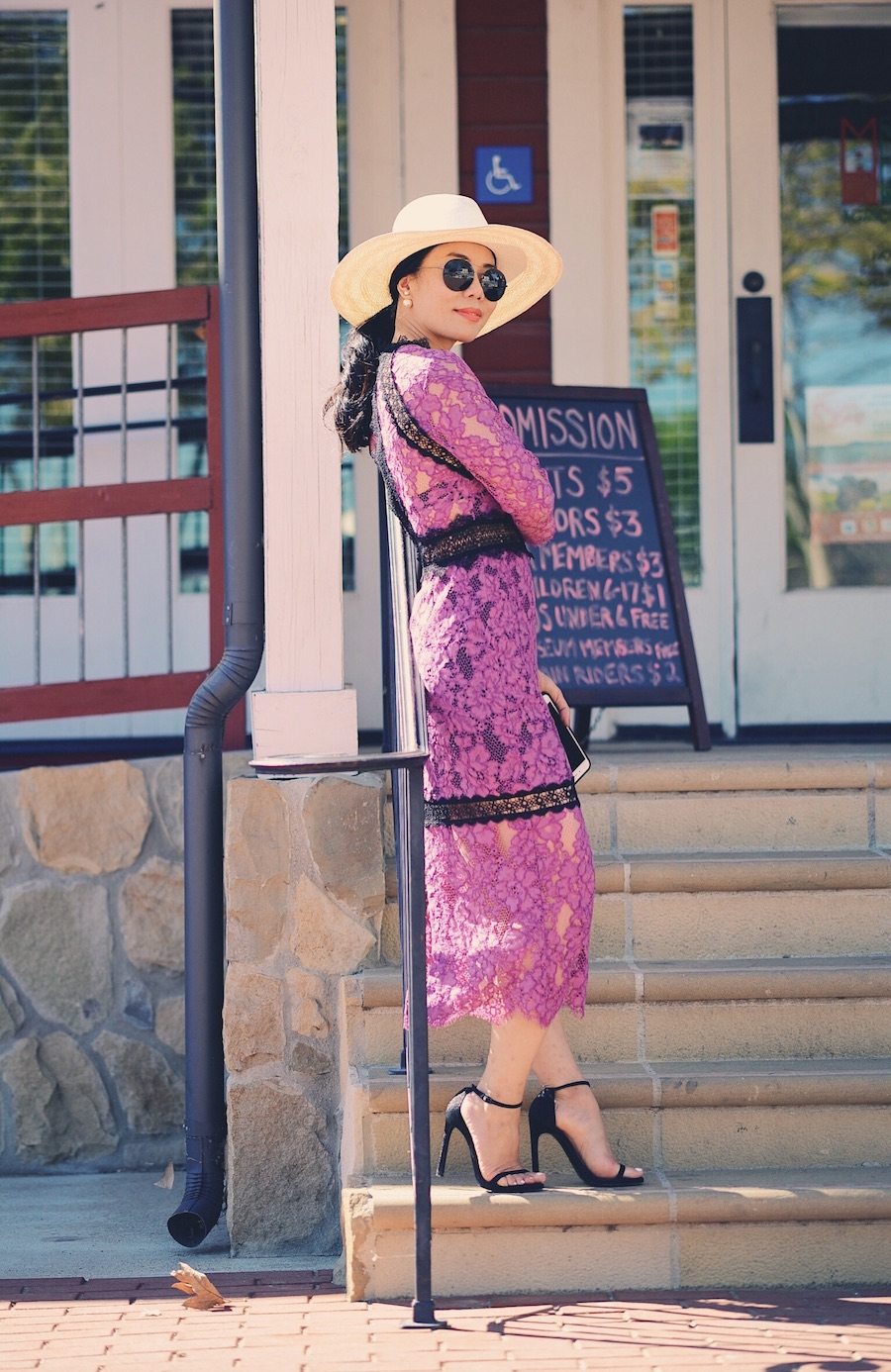 Purple Lace Dress, Weekend Getaway, Family, via: HallieDaily