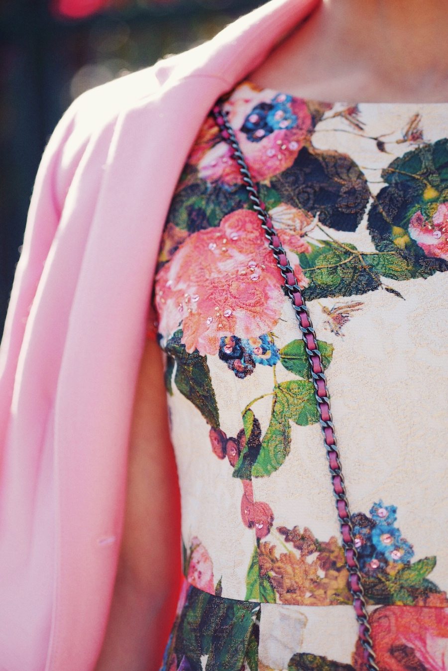 Floral Dress, Pink Coat, Ladylike Style, via: HallieDaily