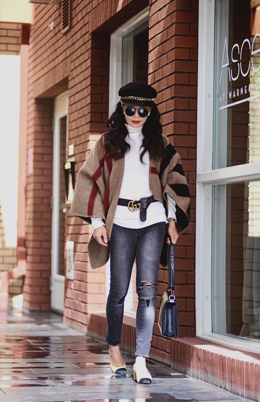 Fall Tone: Burberry Wrap & Distressed Jeans