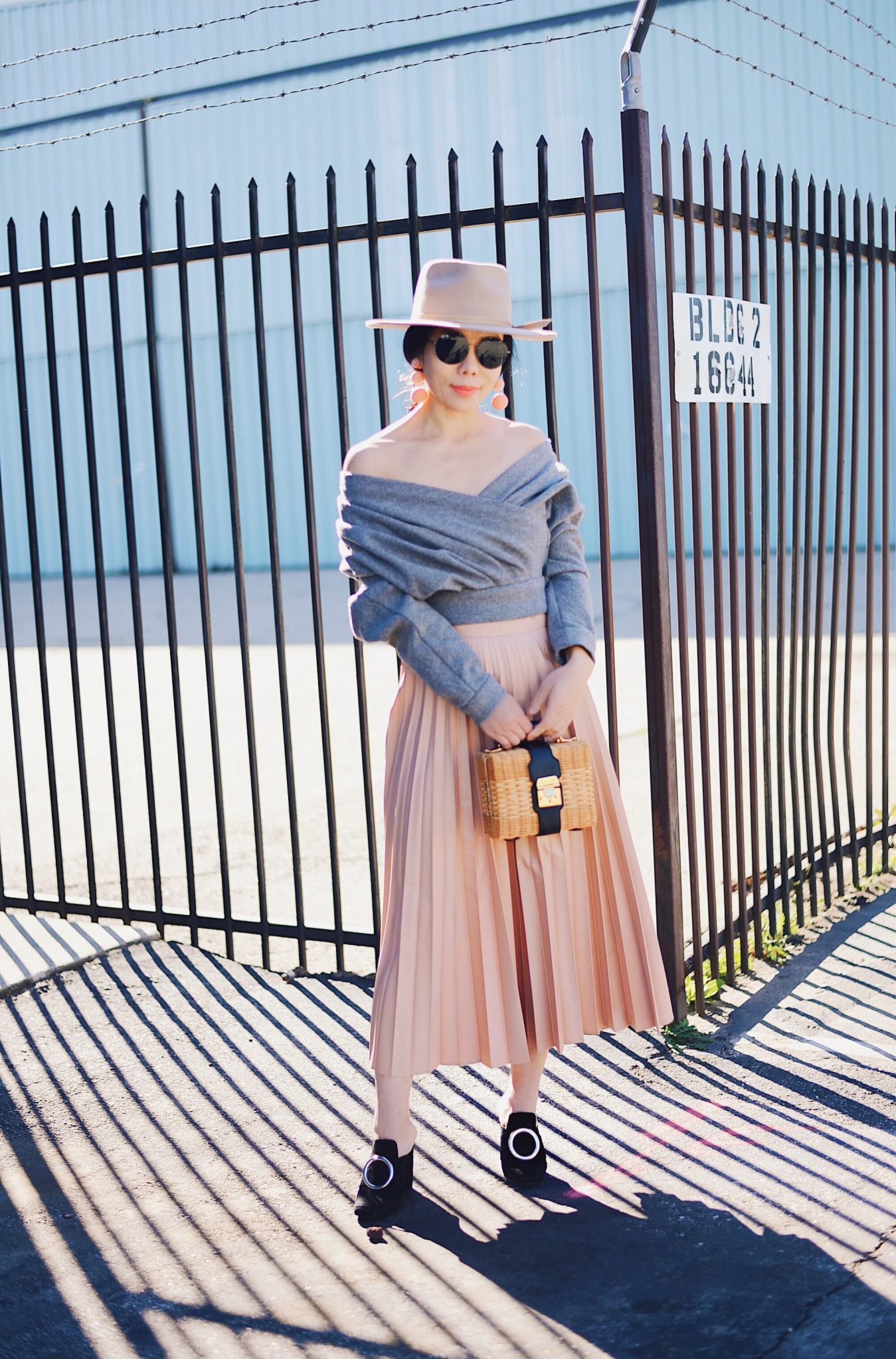 Spring Trend Pleated Skirt Mules Straw Bag Via Halliedaily Hallie Daily