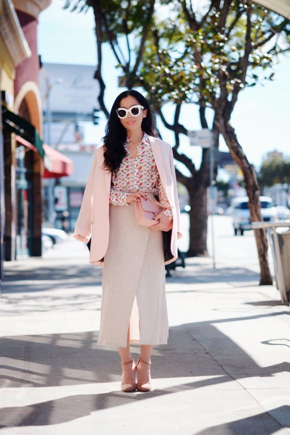 TGIF: Printed Silk Blouse & Split Long Skirt