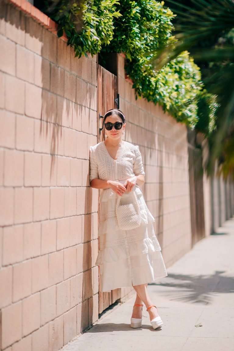 Summer White Dress & Beaded Bag | HallieDaily