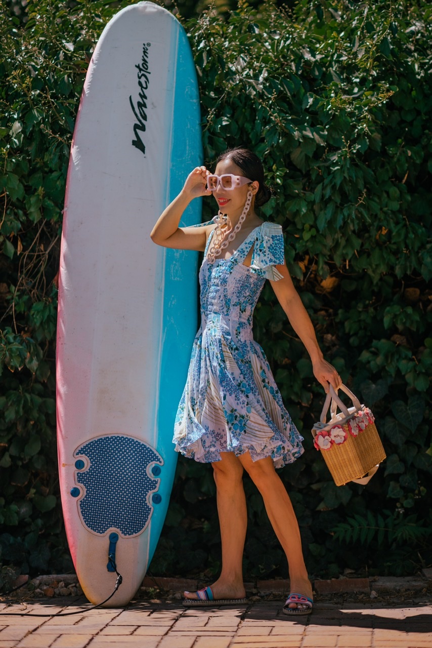 Surfboard & Bow Shoulder Dress